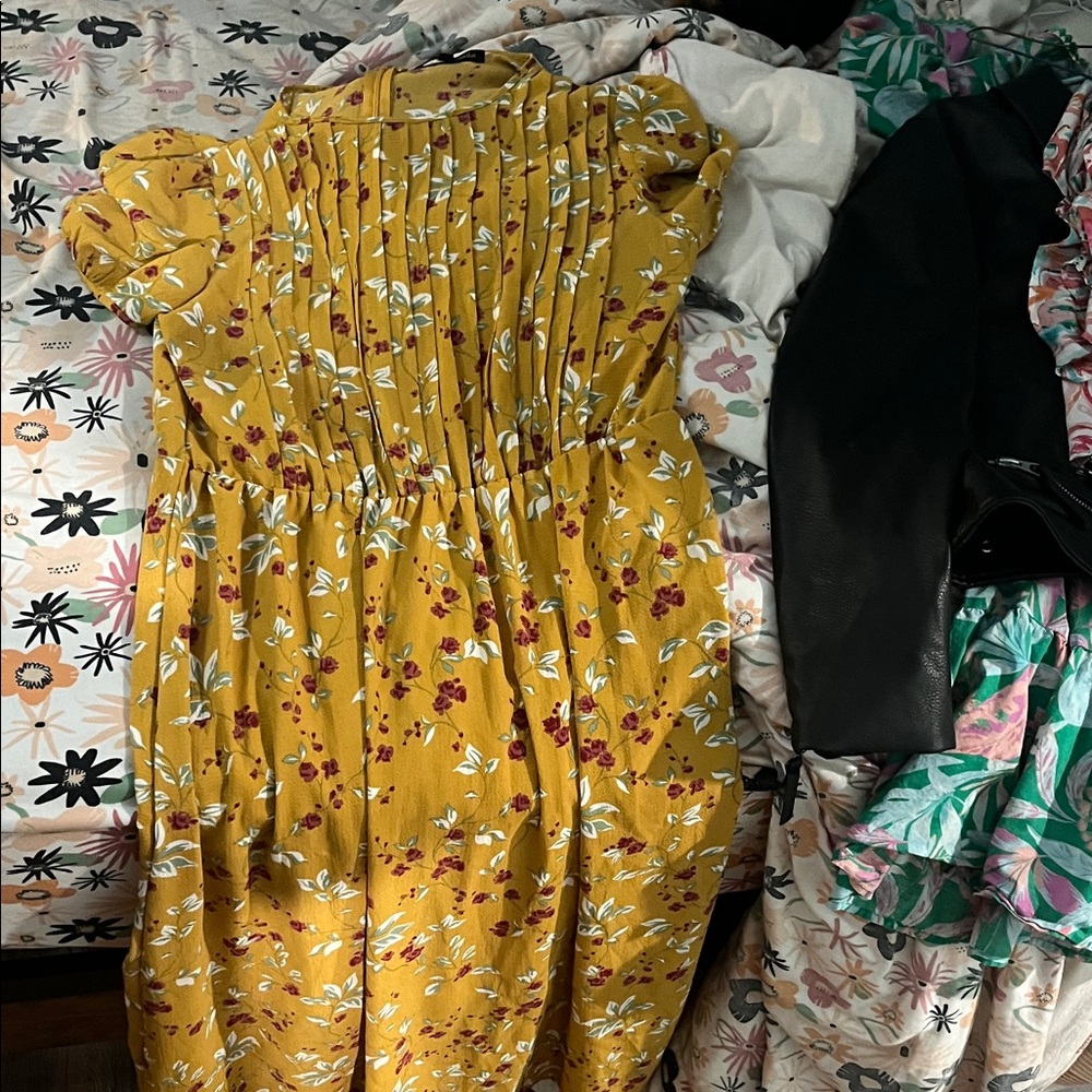 Asymmetrical Yellow Floral Dress